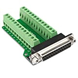Futheda D-sub DB25-M2 - Connettore femmina per scheda di interruzione a 25 pin, 2 file, adattatore per morsettiera PCB senza ...