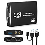 Game Capture Card,4K USB 3.0 HDMI Video Capture Card con microfono e HDMI Loop-Out, Capture Card 1080P 60FPS per streaming, ...