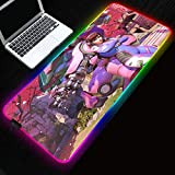 Gaming Overwatch mouse pad RGB luminoso mouse pad grande retroilluminato a LED XXL anime mouse pad tastiera del computer tappetino ...