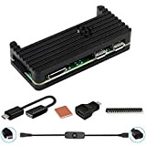 GeeekPi Raspberry Pi Zero 2 W Metal Case with QC3.0 Power Supply, 20 Pin Header,Micro USB to OTG Adapter,HDMI Cavo,Heatsink,on/Off ...