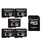 Gigastone Micro sd 8 GB, Set da 5, U1 C10, per Telefono Fotocamere Videocamere Dashcam GoPro DJI Drone Fino a ...