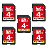 Gigastone Scheda SD 4GB, Set da 5, Scheda di Memoria SDHC da 4 GB Classe 4, Specialmente per Fotocamere Videocamera ...