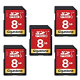 Gigastone Scheda SD 8GB, Set da 5, Scheda Memoria SDHC 8 GB 5 Pezzi, Velocità di Lettura Fino a 80 ...
