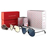 GUNNAR compatible Optiks Maverick Computer-Brillen, Holiday Bundle - Amber Glas/Sonnenbrille, dunkelgrau