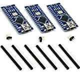 Hailege 3pcs NANO 328P CH340G 5V 16M Mini USB Micro Controller Board Development Board for Arduino with PIN Headers Pin ...