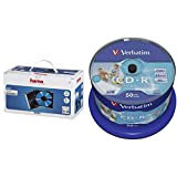 Hama 51269 Custodia CD Slim, 50 Pezzi, Trasparente & Verbatim CD-R 80MIN Datalife Plus Printable Confezione da 50 CD-R