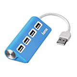 Hama Hub USB 2.0, 4 Porte con Cavo, Blu