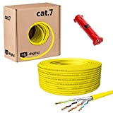HB-DIGITAL 25m Cat 7 Câble réseau LAN En cuivre - Avec dénudeur (grand) S/FTP PIMF LSZH - Sans halogène - ...