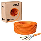HB-Digital 25m Cat. 7 LAN Cabel di rete Cavo di installazione Ethernet Cabel Rame Profi S/FTP PIMF LSZH Giallo senza ...