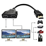 HDMI Splitter 1 in 2 Out, 1080P HDMI Cable HDMI Male to Dual HDMI Female 1 to 2 Way Splitter ...