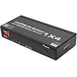 HDMI Splitter 4K@60Hz, 1 In 4 Out Splitter HDMI 2.0 & HDCP 2.2, Amplificatore di Distribuzione HDMI per Proiettore, HDTV, ...