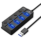 HORJOR Hub USB 3.0 Sdoppiatore USB Multi USB Porta Con Interruttore Separato e Spie LED, 4 Porta USB Hub Alimentato ...