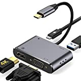 HOTUCG USB C Hub, USB C Adattatore, 4K HDMI, 1080P VGA, USB 3.0, Type C 100W PD, Hub USB-C Adattatore ...