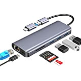 HUB USB 3.0 con Convertitore USB C Adattatore Type C Dock, Ethernet LAN Gigabit RJ45,3 Porte USB 3.0,Lettore di Schede ...