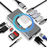 HUB USB C 13 in 1 con Ricarica Wireless, Adattatore per Docking Station con 4K HDMI, VGA, RJ45 Ethernet, 2×USB3.0, ...