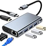 Hub USB C, Adaptateur Multiport USB C 7 en 1 avec 4K HDMI VGA USB 3.0 100 W PD et ...