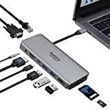 Hub USB C, Adattatore da Multiporta 10 in 1 a HDMI e VGA, Ethernet RJ45, Riproduzione di Schede SD/TF, Porta ...