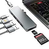 Hub USB Multiplo 7-in-2 in Alluminio, con 2 Connettori Thunderbolt 3 Porta USB Type-C PD Porta di Trasferimento Dati USB-C, ...