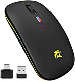 HZD Mouse Senza Fili, Mouse Bluetooth, LED Slim a Due Modalità (Bluetooth e 2.4G Wireless) Mouse LED Ricaricabile con Adattatore ...