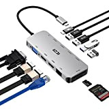 ICZI Hub USB C, 11 in 1 Adattatore Tipo c (Thunderbolt 3) con Doppio HDMI, VGA, 4 Porte USB, PD ...