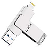 iDiskk 128GB Chiavetta lightning USB per iPhone Chiave fotografica certificata MFi per iPad, pendrive esterna per chiavetta di memoria di ...