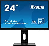 iiyama ProLite XUB2492HSU-B1 60.5 cm, 23.8 Pollici, IPS LED-Monitor Full-HD, VGA, HDMI, DisplayPort, USB2.0, Ultra-Slim-Line, Regolabile in Altezza, Pivot, Nero