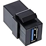 InLine 76202K - Adattatore USB 3.0 Keystone Snap-In, presa USB-A / femmina, angolato, nero