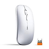 INPHIC Mouse wireless ricaricabile, ultra sottile 2.4G silenzioso mouse senza fili ottico 1600 DPI con ricevitore USB per laptop, MacBook, ...