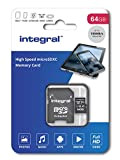 INTEGRAL 64GB MICRO SDXC 100V10, READ 100MB/S U1 V10 + ADAPTER