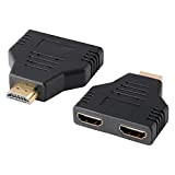 J&D Adattatore da HDMI a Doppio HDMI (Confezione da 2), Adattatore Placcato in oro da 1 a 2 HDMI Maschio ...