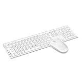 Jelly Office Set tastiera e mouse wireless 2.4G, ultra sottile, ricaricabile, con mouse wireless, layout tedesco QWERTZ per PC, laptop, ...