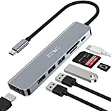 JESWO Hub USB C 7 in 1-HDMI 4K, USB 3.0 & 2.0, Lettore di Schede SD/TF, Ricarica PD 100W, Alluminio ...