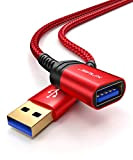 JSAUX Cavo di Prolunga USB 3.0 [1m 2pezzi] USB 3.0 Connettore A Maschio a Femmina in Nylon Intrecciato Contatti Dorati ...