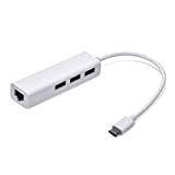 Jser USB 3.1 tipo C USB-C multiple 3 porte Hub con adattatore di rete Ethernet LAN per MacBook & Chromebook