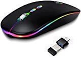 KBCASE Mouse Senza Fili Bluetooth, Wireless Ricaricabile RGB Mouse, Due Modalità (Bluetooth 5.1+2.4G), con Ricevitore e Tipo-C, per Windows/Andriod/iPad/Notebook/PC/Laptop/Computer/ MacBook ...