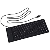 Keyboard Thin Flexible Foldable USB Keyboard Medical Washable Black Strong And Silent Keyboard (Color : Black) (Black)