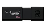Kingston DT100G3/8 GB DataTraveler 100 G3, USB 3.0, 3.1 Flash Drive, 8 GB, Nero