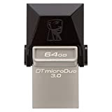 Kingston Dtduo3/64Gb Chiavetta USB 64 Gb, USB 3.0, Velocità Lettura 70 MB/S, Velocità Scrittura 15 MB/S, Nero/Metallo