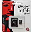 Kingston SDC10G2/16GB Scheda MicroSD da 16 GB, Classe 10, UHS-I, 45 MB/s, con Adattatore SD, Nero