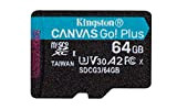 Kingston SDCG3/64GBSP Scheda di Memoria microSD, 64GB microSDXC Canvas Go Plus 170R A2 U3 V30, senza SD Adattatore