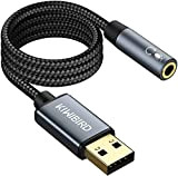 KiwiBird Adattatore USB a Aux Jack 3,5mm, Adattatore per Cuffie e Microfono, 4 poli TRRS, Scheda Audio Stereo Esterna USB ...
