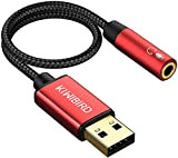 KiwiBird Adattatore USB a Aux Jack 3,5mm, Adattatore per Cuffie e Microfono, Adattatore Auricolare USB, 4 Poli TRRS, Scheda Audio ...