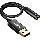 KiWiBiRD Adattatore USB a Jack 3,5mm, Adattatore per Cuffie e Microfono, 4 poli TRRS, Scheda Audio Stereo Esterna USB con ...