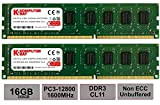 Komputerbay 16GB (2x 8 GB) DDR3 PC3-12800 1600MHz DIMM RAM 240 tavolo perno memoria 11-11-11-28 XMP pronto
