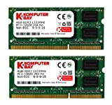 Komputerbay 8GB (2x 4GB) DDR3 SODIMM (204 pin) 1333Mhz PC3-10600 (9-9-9-25) laptop portatili di memoria per Apple iMac
