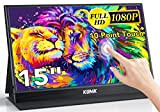 KUMK Monitor Portatile Touchscreen, 15 Pollici Schermo Portatile 1920x1080 FHD, Monitor USB-C/HDMI per PC, Laptop, Telefono, Switch, PS3 PS4 PS5, ...