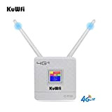 KuWFi Router Con Sim, 4G LTE CPE Router Cat4 150Mbps, Wireless fino a 300Mbps Modem WiFi 4G, Doppia Antenne Esterne ...