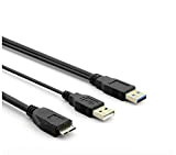 KUYIA Cavo USB 3.0-1FT/ 30CM, Y Tipo A Maschio a Micro B con Alimentazione Type A, Fino a 5 Gbps ...