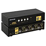 KVM Switch Dual Monitor HDMI 4K 60Hz per 4 Computer 2 Monitor, Supporta EDID, Audio, Tasto di scelta rapida con ...