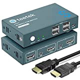 KVM Switch HDMI 2 Porte 4K, USB2.0, 4K@60Hz, Switch KVM 2 PC 1 Monitor, HDMI2.0,HDCP2.2,Ultra HD, con 2 Cavi USB ...
